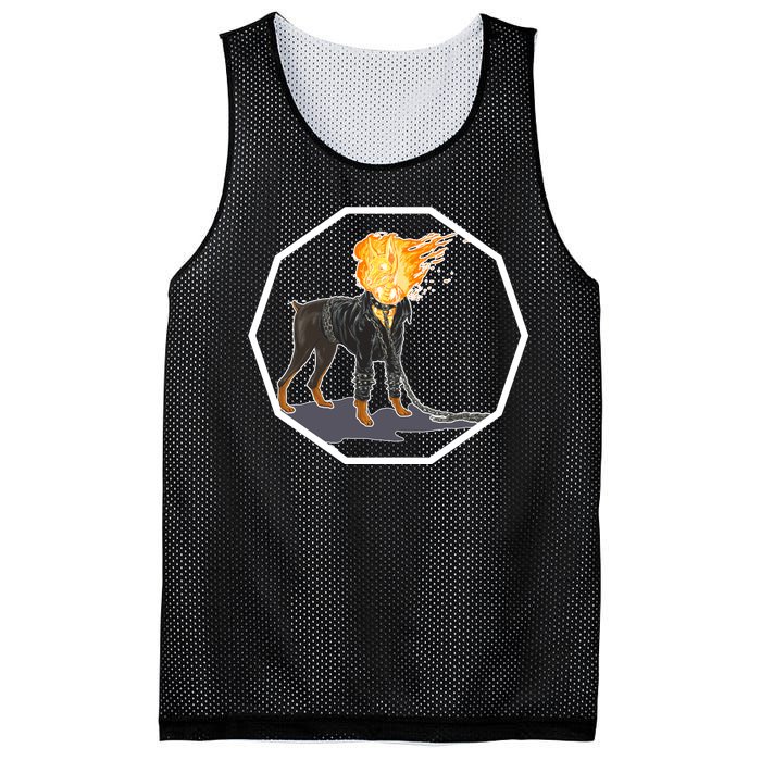 Flaming Ghost Dog On Fire Rider Doggo Mesh Reversible Basketball Jersey Tank