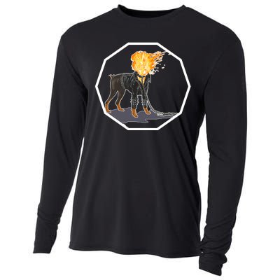 Flaming Ghost Dog On Fire Rider Doggo Cooling Performance Long Sleeve Crew