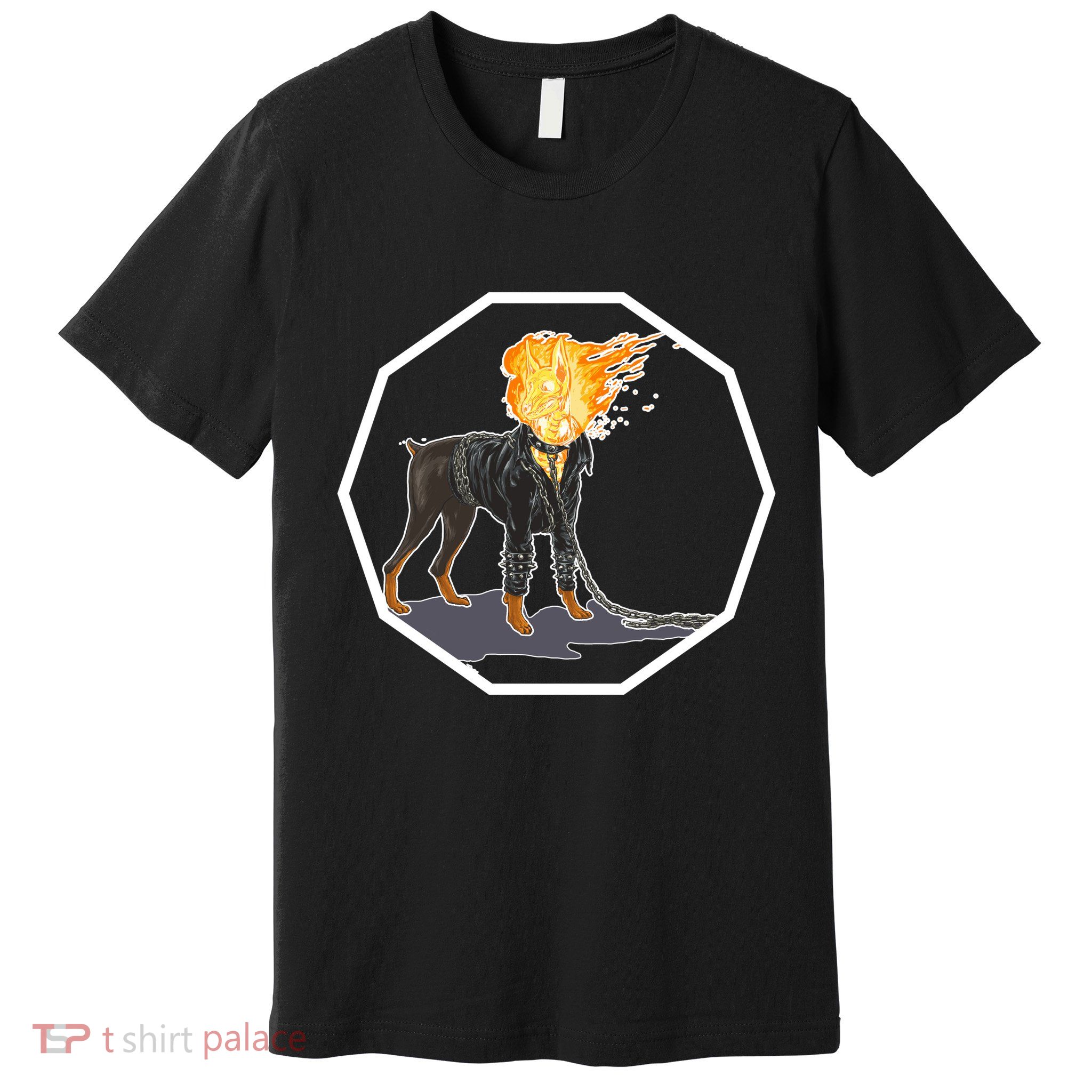 Flaming Ghost Dog On Fire Rider Doggo Premium T-Shirt