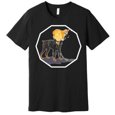 Flaming Ghost Dog On Fire Rider Doggo Premium T-Shirt