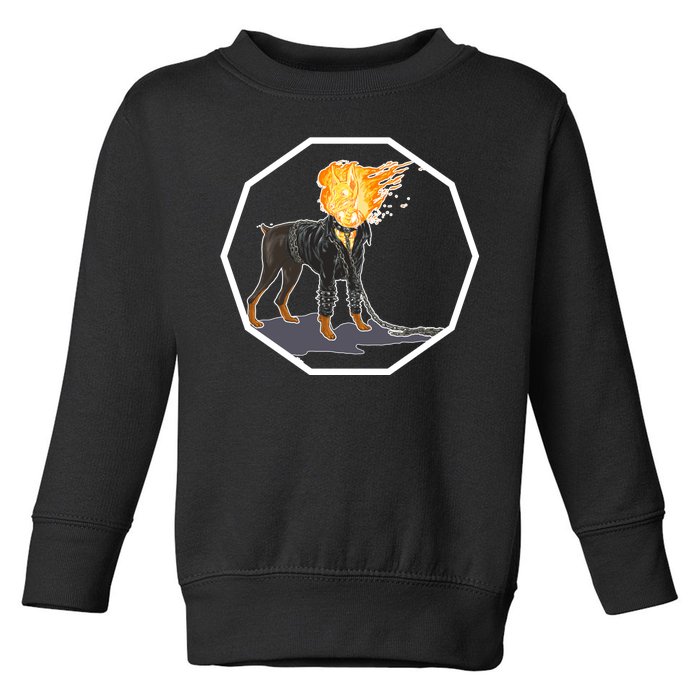 Flaming Ghost Dog On Fire Rider Doggo Toddler Sweatshirt