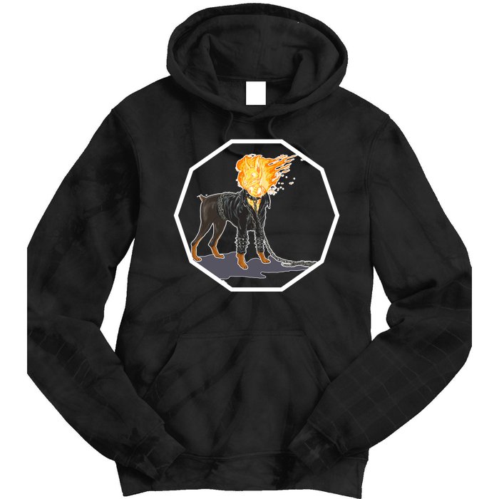 Flaming Ghost Dog On Fire Rider Doggo Tie Dye Hoodie