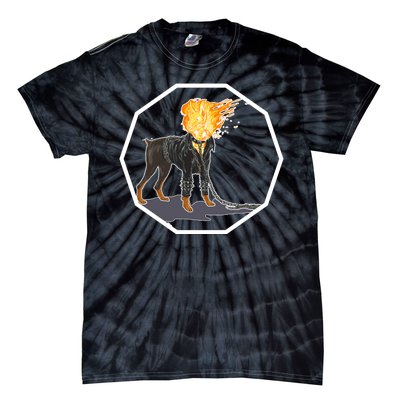 Flaming Ghost Dog On Fire Rider Doggo Tie-Dye T-Shirt