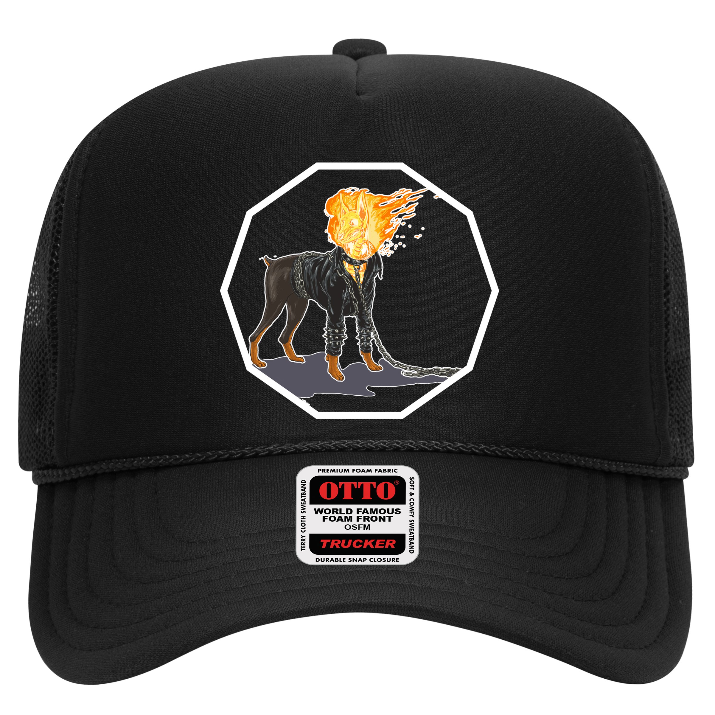 Flaming Ghost Dog On Fire Rider Doggo Hat
