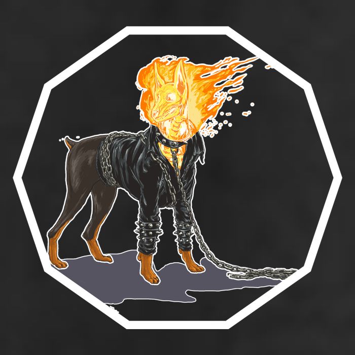 Flaming Ghost Dog On Fire Rider Doggo Hat