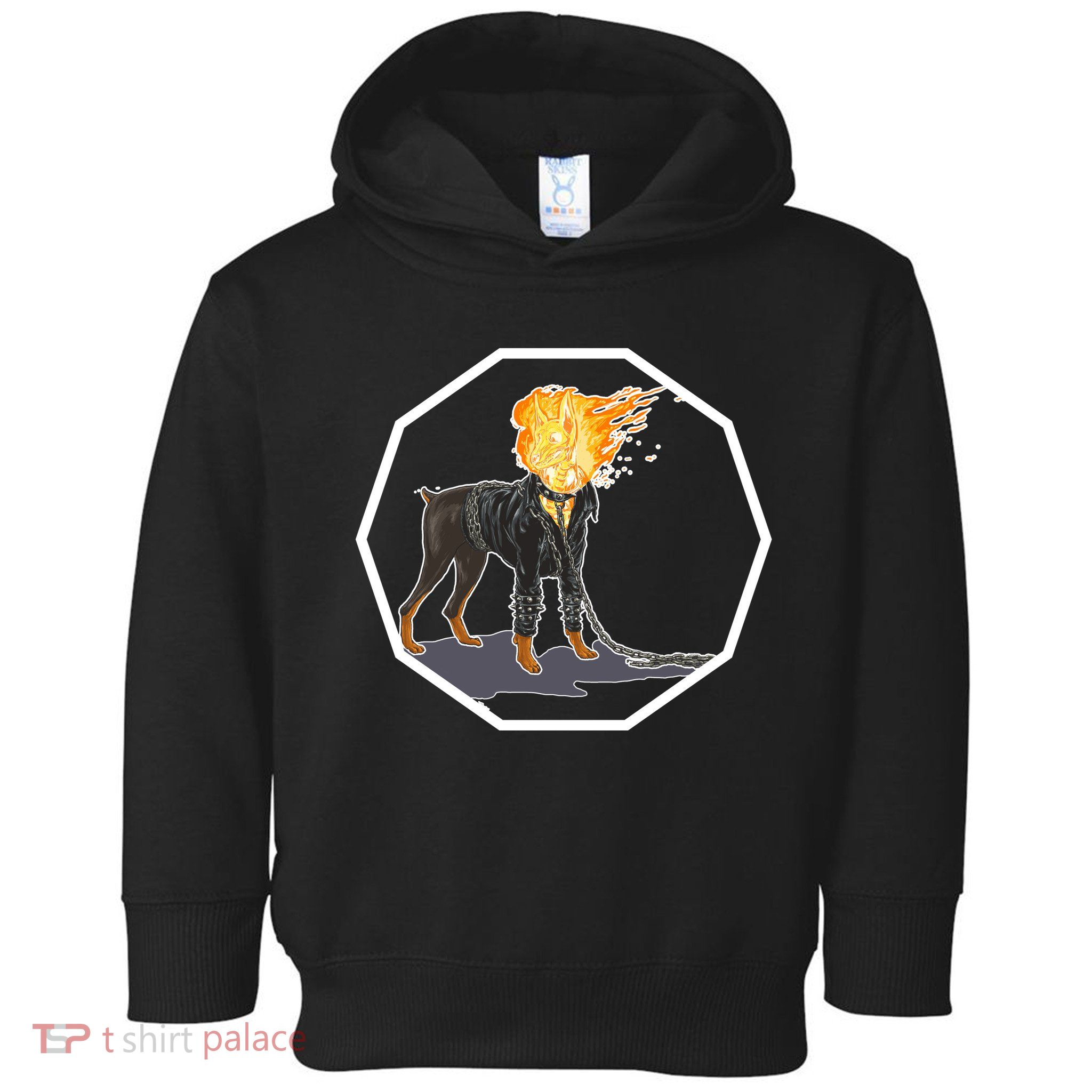 Flaming Ghost Dog On Fire Rider Doggo Toddler Hoodie