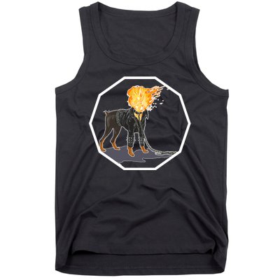 Flaming Ghost Dog On Fire Rider Doggo Tank Top