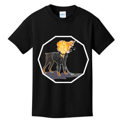 Flaming Ghost Dog On Fire Rider Doggo Kids T-Shirt