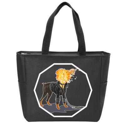 Flaming Ghost Dog On Fire Rider Doggo Zip Tote Bag