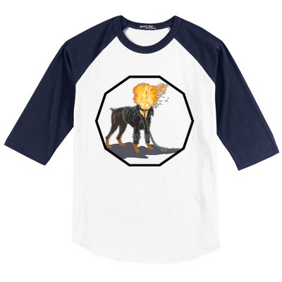 Flaming Ghost Dog On Fire Rider Doggo Baseball Sleeve Shirt