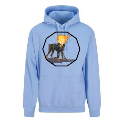 Flaming Ghost Dog On Fire Rider Doggo Unisex Surf Hoodie