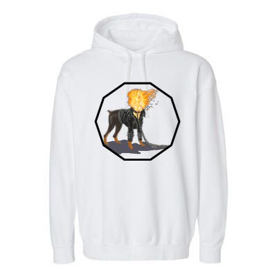 Flaming Ghost Dog On Fire Rider Doggo Garment-Dyed Fleece Hoodie