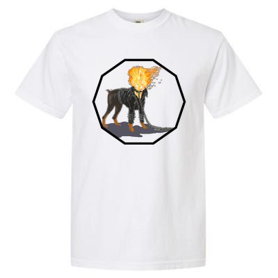 Flaming Ghost Dog On Fire Rider Doggo Garment-Dyed Heavyweight T-Shirt