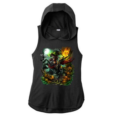 Flaming Headless Horseman Ladies PosiCharge Tri-Blend Wicking Draft Hoodie Tank