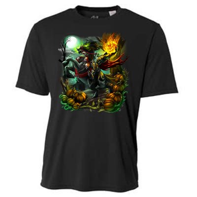 Flaming Headless Horseman Cooling Performance Crew T-Shirt