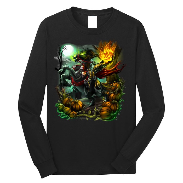 Flaming Headless Horseman Long Sleeve Shirt