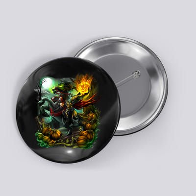 Flaming Headless Horseman Button