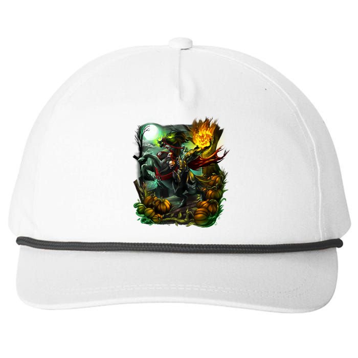 Flaming Headless Horseman Snapback Five-Panel Rope Hat