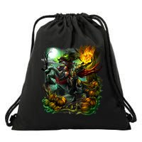 Flaming Headless Horseman Drawstring Bag