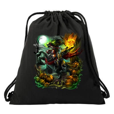 Flaming Headless Horseman Drawstring Bag