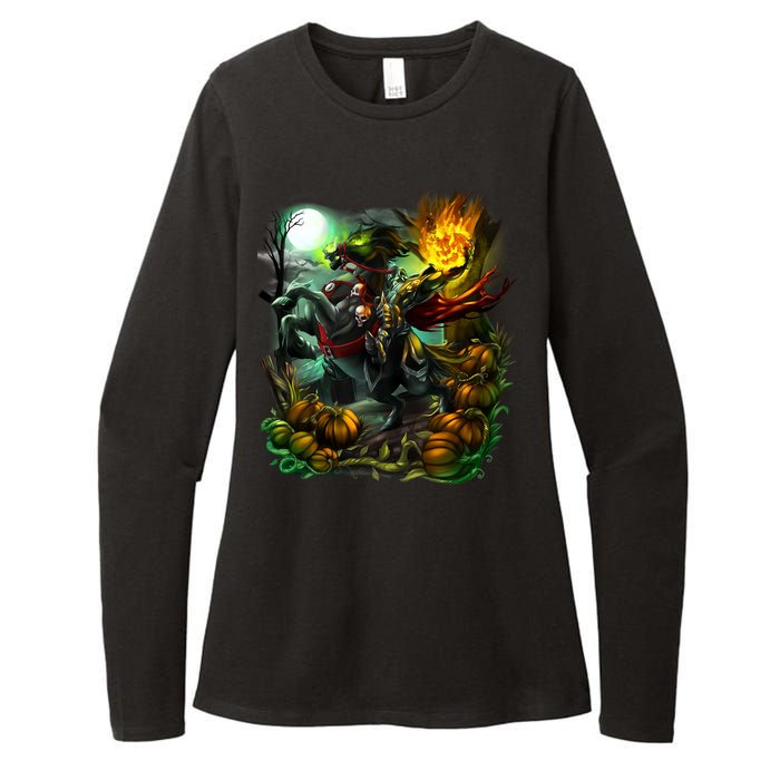 Flaming Headless Horseman Womens CVC Long Sleeve Shirt