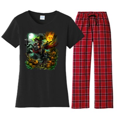 Flaming Headless Horseman Women's Flannel Pajama Set