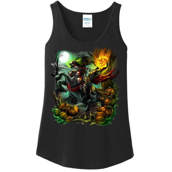 Flaming Headless Horseman Ladies Essential Tank