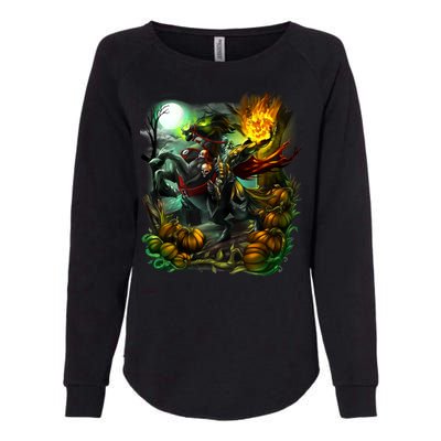 Flaming Headless Horseman Womens California Wash Sweatshirt