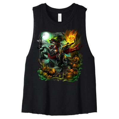 Flaming Headless Horseman Women's Racerback Cropped Tank