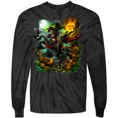 Flaming Headless Horseman Tie-Dye Long Sleeve Shirt