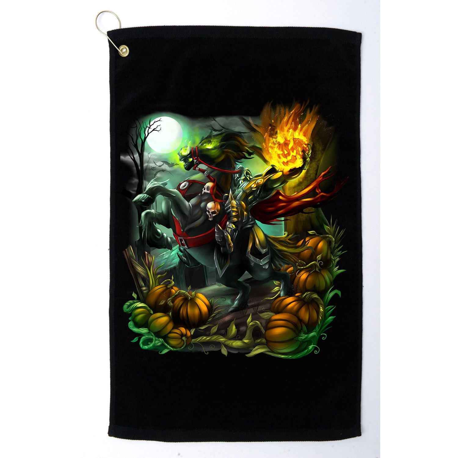 Flaming Headless Horseman Golf Towel