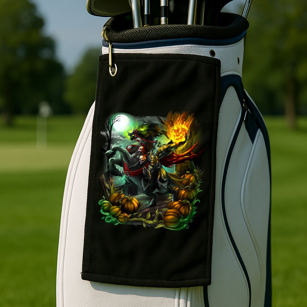 Flaming Headless Horseman Golf Towel