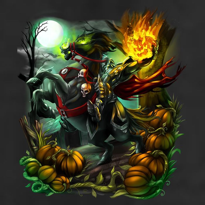 Flaming Headless Horseman Golf Towel
