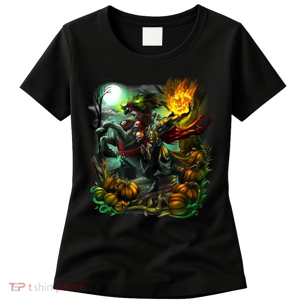 Flaming Headless Horseman Womens T-Shirt