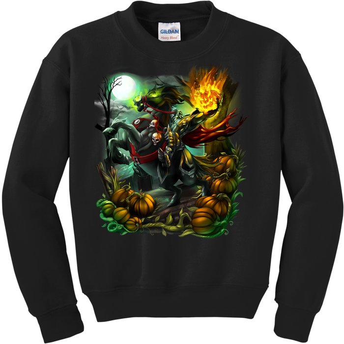 Flaming Headless Horseman Kids Sweatshirt