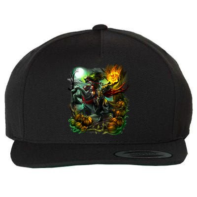 Flaming Headless Horseman Wool Snapback Cap