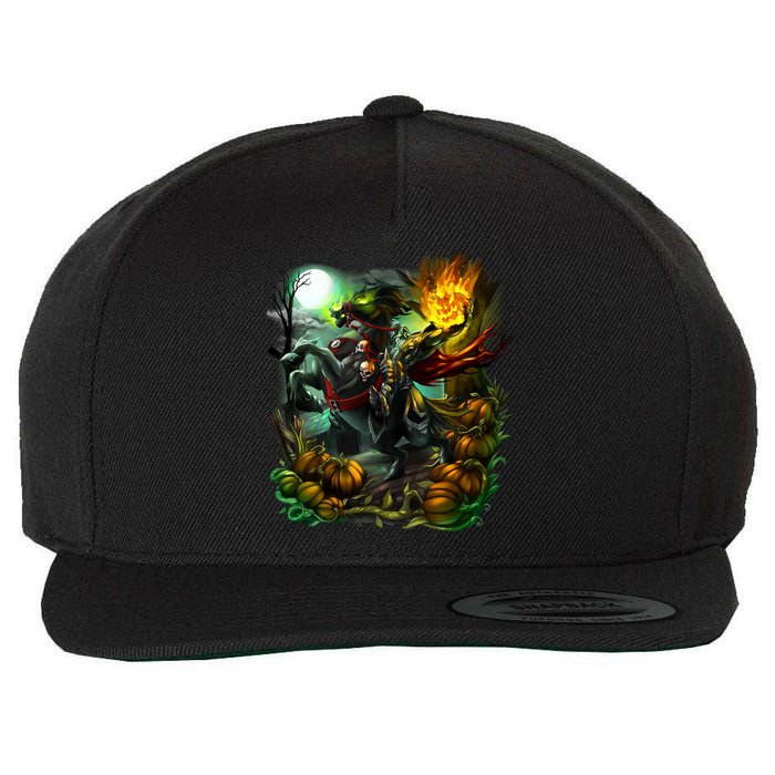 Flaming Headless Horseman Wool Snapback Cap
