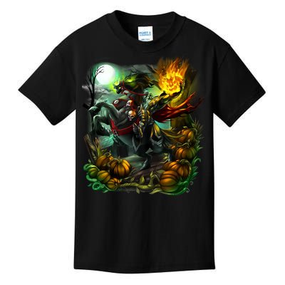 Flaming Headless Horseman Kids T-Shirt