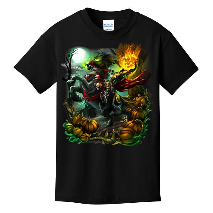 Flaming Headless Horseman Kids T-Shirt