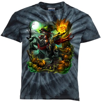 Flaming Headless Horseman Kids Tie-Dye T-Shirt