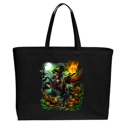 Flaming Headless Horseman Cotton Canvas Jumbo Tote