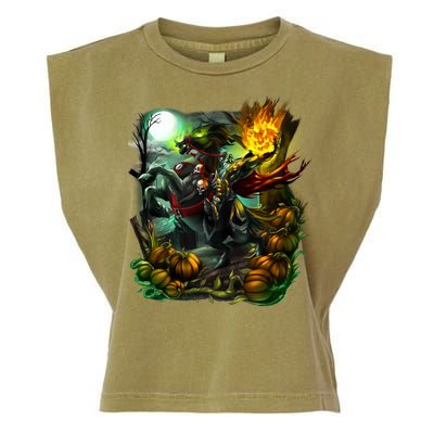 Flaming Headless Horseman Garment-Dyed Women's Muscle Tee