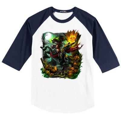 Flaming Headless Horseman Baseball Sleeve Shirt