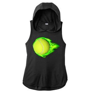 Flaming Tennis Ball Ladies PosiCharge Tri-Blend Wicking Draft Hoodie Tank