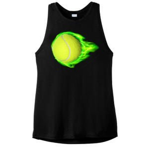 Flaming Tennis Ball Ladies PosiCharge Tri-Blend Wicking Tank