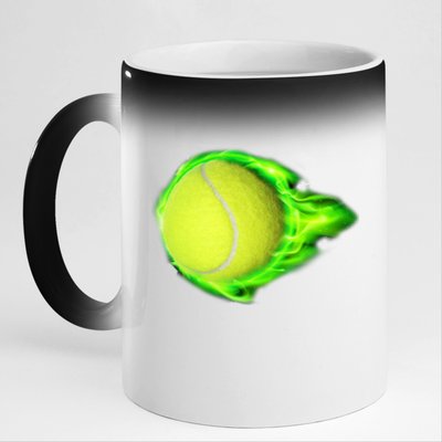 Flaming Tennis Ball 11oz Black Color Changing Mug