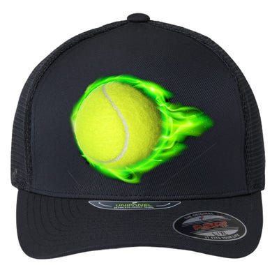 Flaming Tennis Ball Flexfit Unipanel Trucker Cap