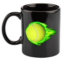 Flaming Tennis Ball 11oz C Handle Ceramic Mug