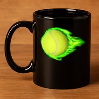 Flaming Tennis Ball 11oz C Handle Ceramic Mug