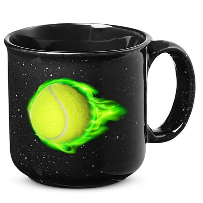 Flaming Tennis Ball 15oz Campfire Ceramic Mug